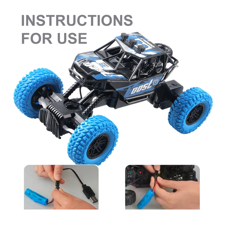 Remote Control Off-Road Car with Flashing Lights and Rubber Wheels