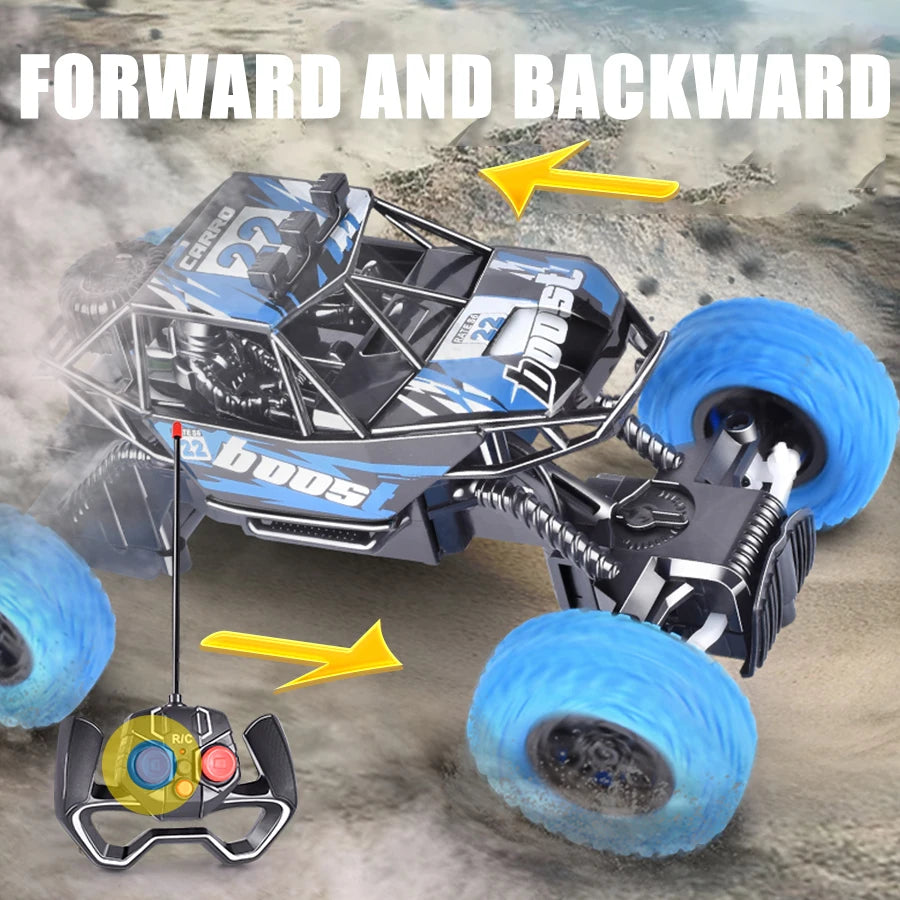Remote Control Off-Road Car with Flashing Lights and Rubber Wheels