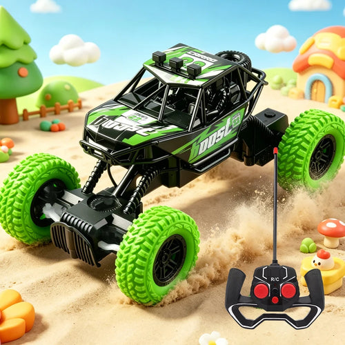 Remote Control Off-Road Car with Flashing Lights and Rubber Wheels