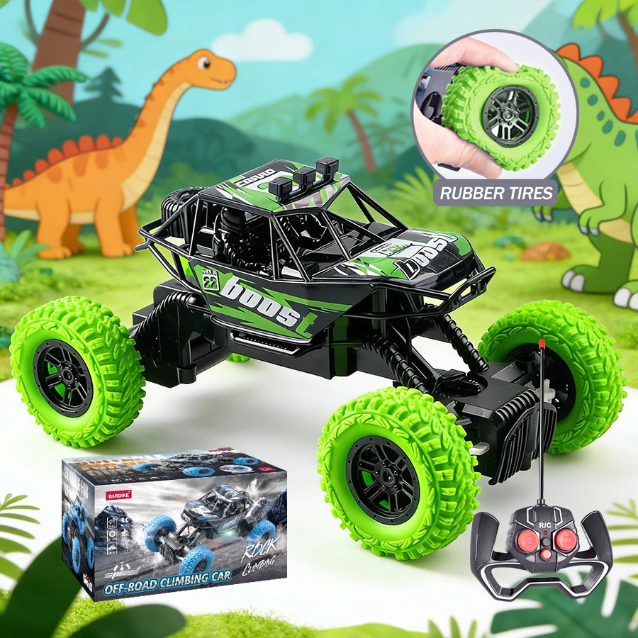 Remote Control Off-Road Car with Flashing Lights and Rubber Wheels