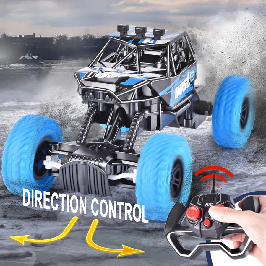 Remote Control Off-Road Car with Flashing Lights and Rubber Wheels