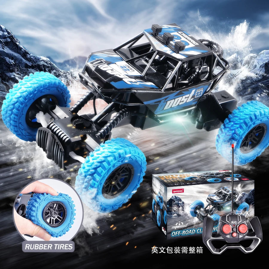 Remote Control Off-Road Car with Flashing Lights and Rubber Wheels